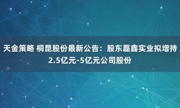天金策略 桐昆股份最新公告：股东磊鑫实业拟增持2.5亿元-5亿元公司股份